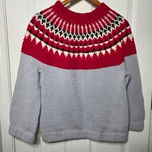 Hand Knit Acrylic Pullover Nordic Fair Isle Sweater Med/Lg